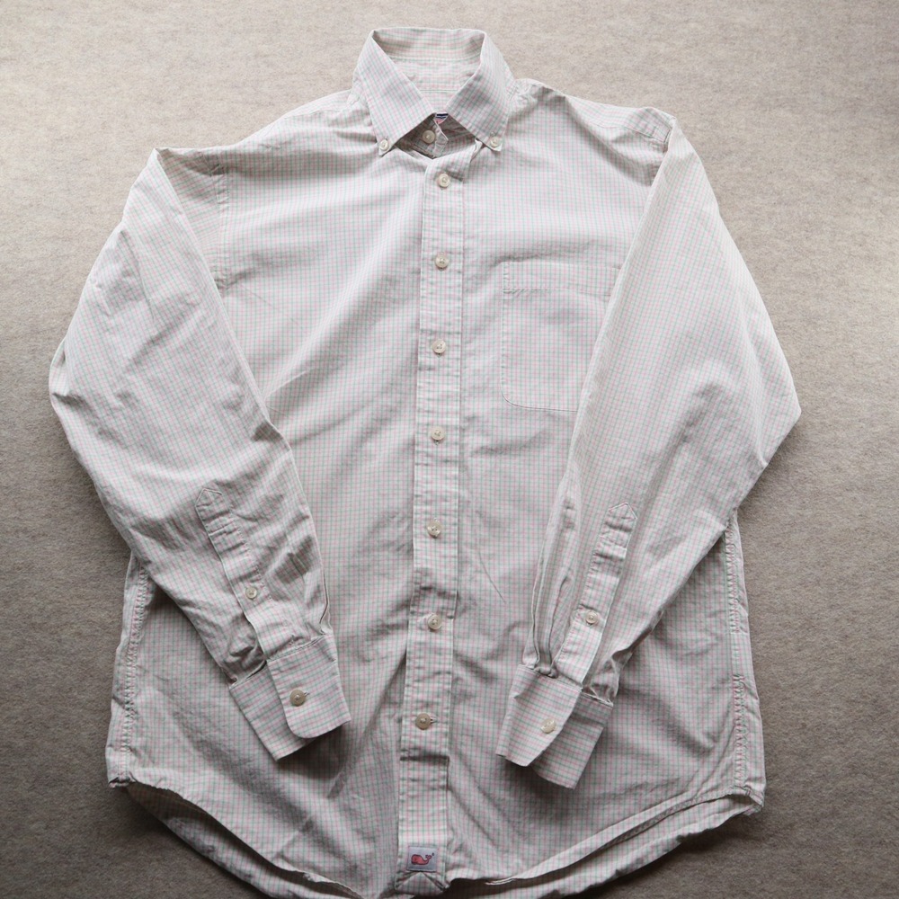 Vineyard Vines Murray Shirt Small Gingham Pink Green Cotton Button Down